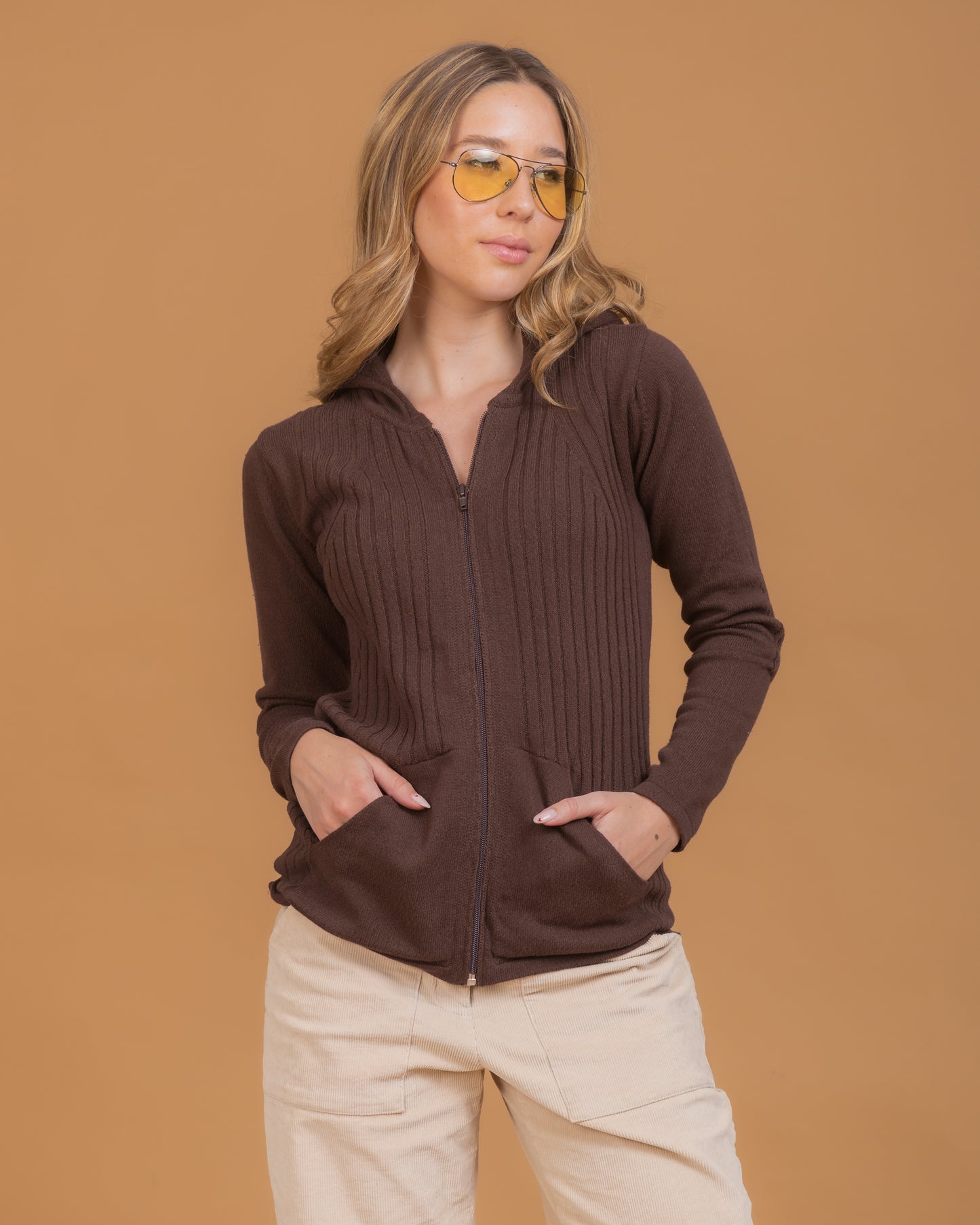 CAMPERA CAPUCHA ALGODÓN CHOCOLATE - ART.7793