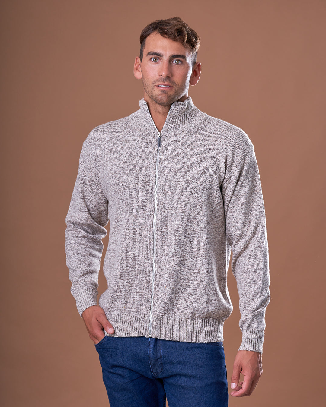 CAMPERA CON CIERRE LANA BEIGE - ART.4966