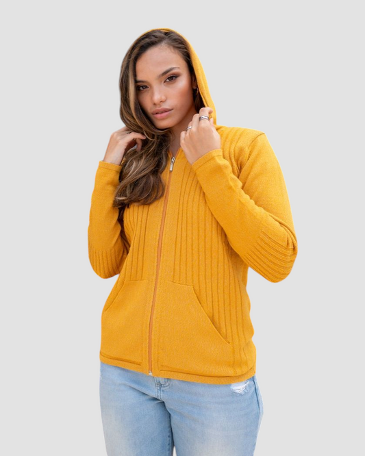 CAMPERA CAPUCHA ALGODÓN MOSTAZA - ART.7793