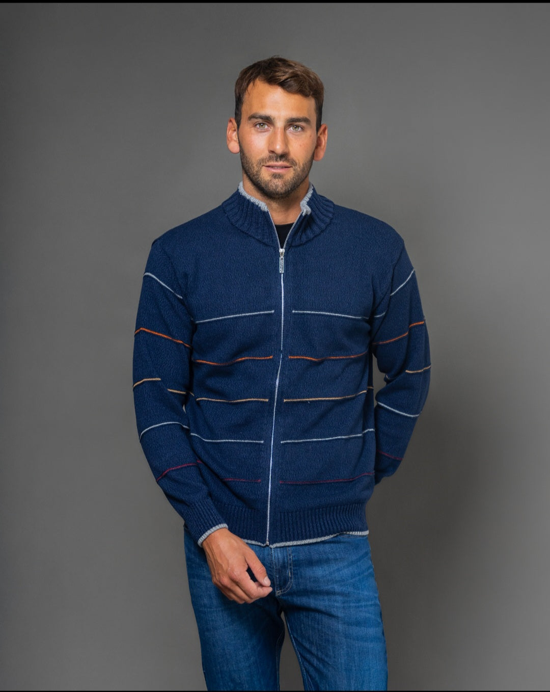 CAMPERA C/CIERRE RAYAS LINKS AZUL (ART. V142)