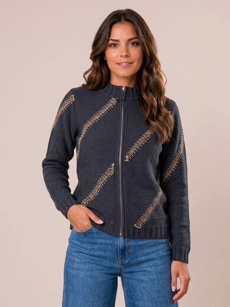 CAMPERA RUSTICA INTARSIA TRANSVERSAL NEGRA ART 7920