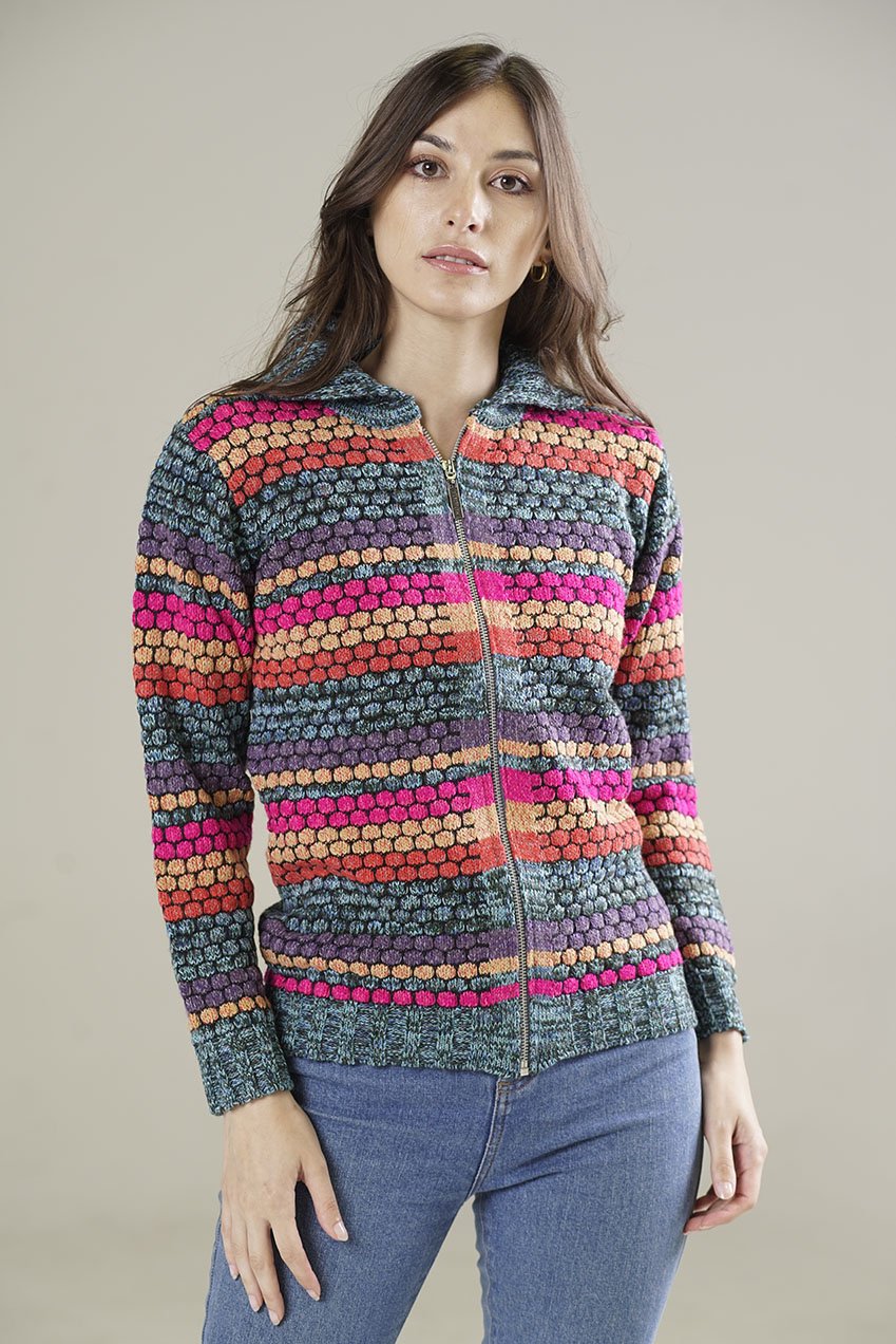 CAMPERA CON CIERRE LANA MULTICOLOR ATLÁNTICO - ART. 7723