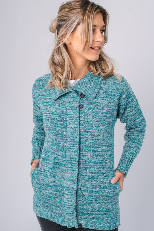 CAMPERA BOLSILLOS LANA TURQUESA - i804